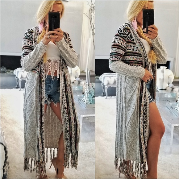 CERELIA Cardigan with multi color print -beige - Picture 4 of 6